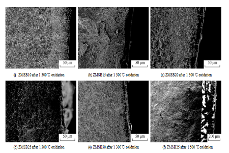 ZrB2 composites after oxidation